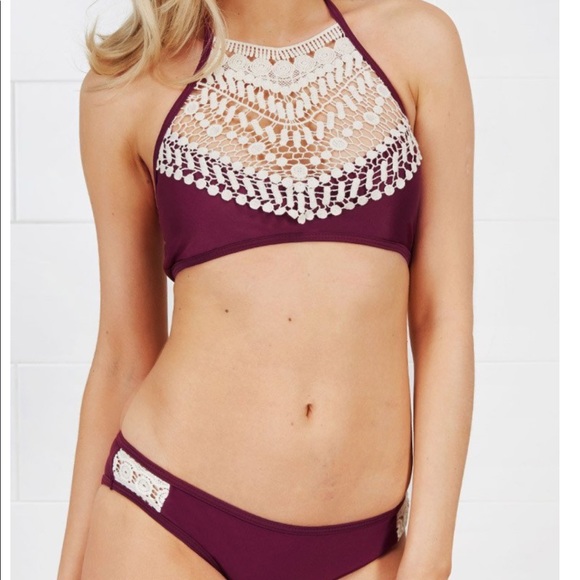 High Neck Lace Bikini Set L - Picture 1 of 4